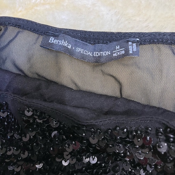 Bershka Special Edition Sequinned Sheer Back Tank Bodysuit- Size M - Picture 7 of 7